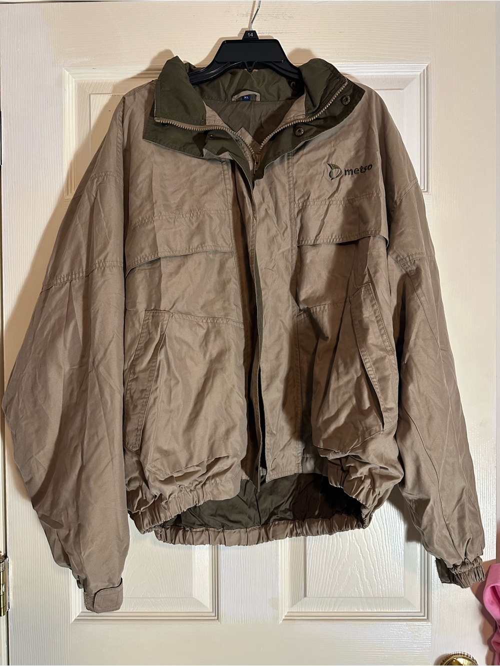 Men's Winner Mate Sportswear Olive/beige Windbreaker Jacket with Contrast Trim